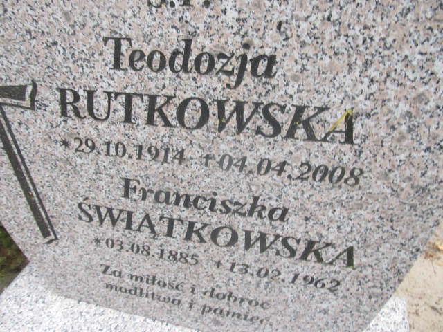 Teodozja Rutkowska 1914 Gubin - Grobonet - Wyszukiwarka osób pochowanych