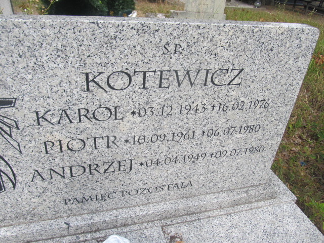 Andrzej Kotewicz 1949 Gubin - Grobonet - Wyszukiwarka osób pochowanych