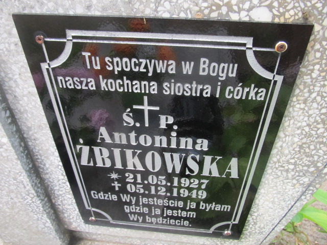 Antonina Żbikowska 1927 Gubin - Grobonet - Wyszukiwarka osób pochowanych